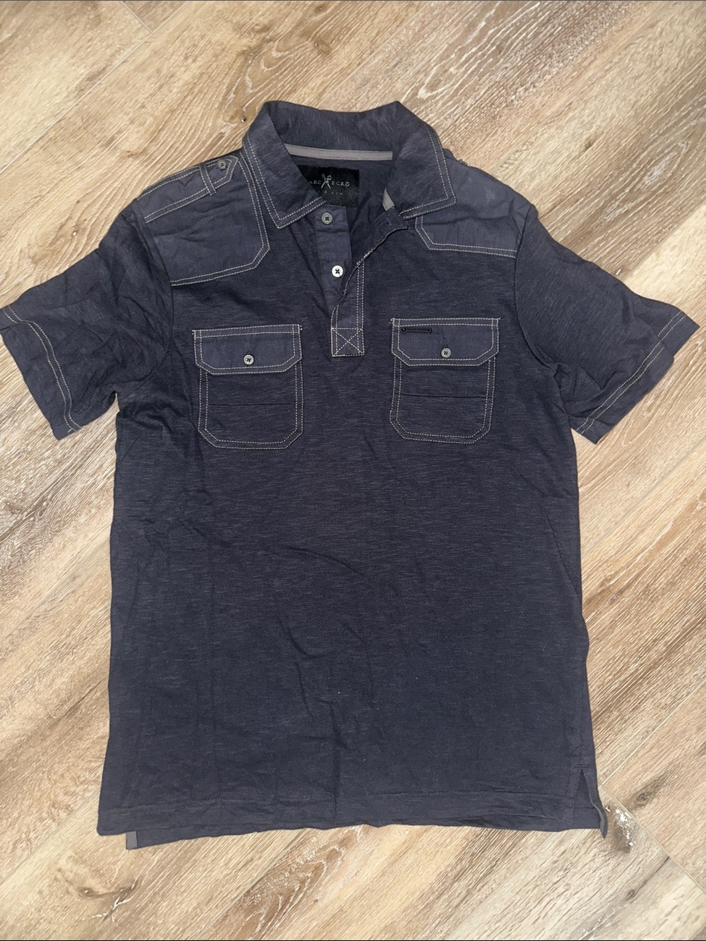 Marc Ecko Men's Dark Navy Polo with Dual Chest Pockets